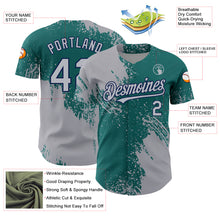 Laden Sie das Bild in den Galerie-Viewer, Custom Gray Teal-Navy 3D Pattern Design Abstract Brush Stroke Authentic Baseball Jersey
