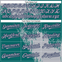 Laden Sie das Bild in den Galerie-Viewer, Custom Gray Teal-Navy 3D Pattern Design Abstract Brush Stroke Authentic Baseball Jersey