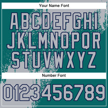 Laden Sie das Bild in den Galerie-Viewer, Custom Gray Teal-Navy 3D Pattern Design Abstract Brush Stroke Authentic Baseball Jersey