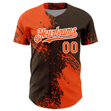 Laden Sie das Bild in den Galerie-Viewer, Custom Orange Brown-White 3D Pattern Design Abstract Brush Stroke Authentic Baseball Jersey
