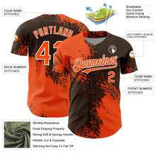Laden Sie das Bild in den Galerie-Viewer, Custom Orange Brown-White 3D Pattern Design Abstract Brush Stroke Authentic Baseball Jersey