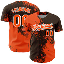 Laden Sie das Bild in den Galerie-Viewer, Custom Orange Brown-White 3D Pattern Design Abstract Brush Stroke Authentic Baseball Jersey