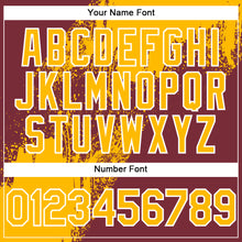 Load image into Gallery viewer, Custom Gold Burgundy-White 3D Pattern Design Abstract Brush Stroke Authentic Baseball Jersey