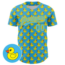 Загрузить изображение в средство просмотра галереи, Custom Sky Blue Yellow 3D Pattern Design Animal Duck Authentic Baseball Jersey