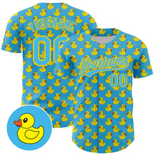 Загрузить изображение в средство просмотра галереи, Custom Sky Blue Yellow 3D Pattern Design Animal Duck Authentic Baseball Jersey