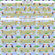 Загрузить изображение в средство просмотра галереи, Custom Light Blue Yellow 3D Pattern Design Animal Toucan And Tropical Hawaii Palm Leaves Authentic Baseball Jersey