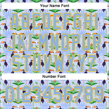 Загрузить изображение в средство просмотра галереи, Custom Light Blue Yellow 3D Pattern Design Animal Toucan And Tropical Hawaii Palm Leaves Authentic Baseball Jersey
