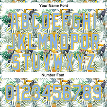 Загрузить изображение в средство просмотра галереи, Custom White Light Blue-Yellow 3D Pattern Design Animal Toucan And Tropical Hawaii Palm Leaves Authentic Baseball Jersey