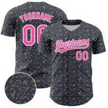 Load image into Gallery viewer, Custom Navy Pink-White 3D Pattern Design Animal Bird Authentic Baseball Jersey