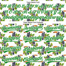 Загрузить изображение в средство просмотра галереи, Custom White Grass Green 3D Pattern Design Animal Toucan And Tropical Hawaii Palm Leaves Authentic Baseball Jersey