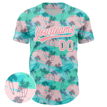 Загрузить изображение в средство просмотра галереи, Custom Green Medium Pink-White 3D Pattern Design Tropical Hawaii Palm Trees Authentic Baseball Jersey