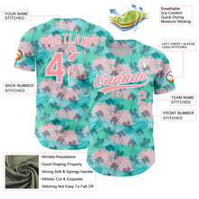 Загрузить изображение в средство просмотра галереи, Custom Green Medium Pink-White 3D Pattern Design Tropical Hawaii Palm Trees Authentic Baseball Jersey