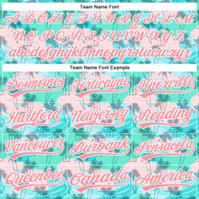 Загрузить изображение в средство просмотра галереи, Custom Green Medium Pink-White 3D Pattern Design Tropical Hawaii Palm Trees Authentic Baseball Jersey