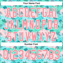 Загрузить изображение в средство просмотра галереи, Custom Green Medium Pink-White 3D Pattern Design Tropical Hawaii Palm Trees Authentic Baseball Jersey