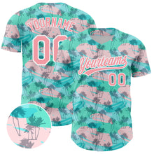 Загрузить изображение в средство просмотра галереи, Custom Green Medium Pink-White 3D Pattern Design Tropical Hawaii Palm Trees Authentic Baseball Jersey