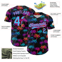 Загрузить изображение в средство просмотра галереи, Custom Black Sky Blue-Hot Pink 3D Pattern Design Tropical Hawaii Palm Trees Authentic Baseball Jersey