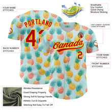 Load image into Gallery viewer, Custom Green Red-Yellow 3D Pattern Design Fruit Pineapple Authentic Baseball Jersey