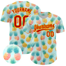 Load image into Gallery viewer, Custom Green Red-Yellow 3D Pattern Design Fruit Pineapple Authentic Baseball Jersey