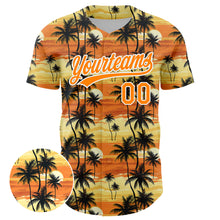 Загрузить изображение в средство просмотра галереи, Custom Yellow Bay Orange-White 3D Pattern Design Tropical Hawaii Palm Trees Authentic Baseball Jersey