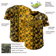 Загрузить изображение в средство просмотра галереи, Custom Gold Black 3D Pattern Design Tropical Hawaii Palm Trees Authentic Baseball Jersey