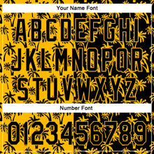 Загрузить изображение в средство просмотра галереи, Custom Gold Black 3D Pattern Design Tropical Hawaii Palm Trees Authentic Baseball Jersey