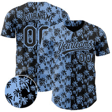 Загрузить изображение в средство просмотра галереи, Custom Light Blue Black 3D Pattern Design Tropical Hawaii Palm Trees Authentic Baseball Jersey