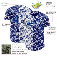 Загрузить изображение в средство просмотра галереи, Custom White Royal 3D Pattern Design Tropical Hawaii Palm Trees Authentic Baseball Jersey