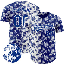 Загрузить изображение в средство просмотра галереи, Custom White Royal 3D Pattern Design Tropical Hawaii Palm Trees Authentic Baseball Jersey
