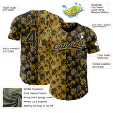 Laden Sie das Bild in den Galerie-Viewer, Custom Old Gold Black 3D Pattern Design Tropical Hawaii Palm Trees Authentic Baseball Jersey