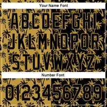 Laden Sie das Bild in den Galerie-Viewer, Custom Old Gold Black 3D Pattern Design Tropical Hawaii Palm Trees Authentic Baseball Jersey