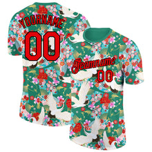 Load image into Gallery viewer, Custom Kelly Green Red-Black 3D Pattern Design Animal Crane Performance T-Shirt
