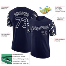 Laden Sie das Bild in den Galerie-Viewer, Custom Navy White 3D Pattern Design Animal Crane Performance T-Shirt