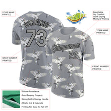 Load image into Gallery viewer, Custom Light Gray Black 3D Pattern Design Animal Crane Performance T-Shirt