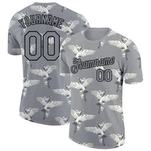Load image into Gallery viewer, Custom Light Gray Black 3D Pattern Design Animal Crane Performance T-Shirt