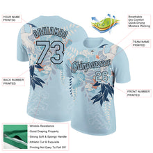 Загрузить изображение в средство просмотра галереи, Custom Light Blue Black 3D Pattern Design Animal Crane Performance T-Shirt