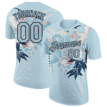 Загрузить изображение в средство просмотра галереи, Custom Light Blue Black 3D Pattern Design Animal Crane Performance T-Shirt