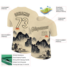 Load image into Gallery viewer, Custom City Cream Black 3D Pattern Design Mountain Performance T-Shirt