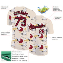 Laden Sie das Bild in den Galerie-Viewer, Custom Cream Crimson-Black 3D Pattern Design Animal Crane Performance T-Shirt