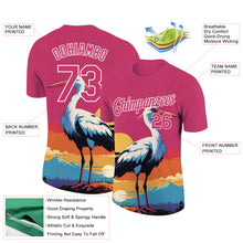 Load image into Gallery viewer, Custom Neon Pink White 3D Pattern Design Animal Crane Performance T-Shirt