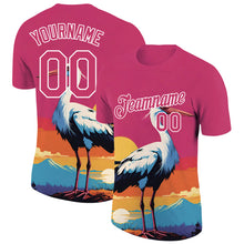 Load image into Gallery viewer, Custom Neon Pink White 3D Pattern Design Animal Crane Performance T-Shirt