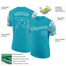 Charger l'image dans la galerie, Custom Teal White 3D Pattern Design Animal Crane Performance T-Shirt