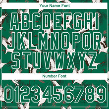 Загрузить изображение в средство просмотра галереи, Custom Kelly Green White 3D Pattern Design Animal Crane Performance T-Shirt
