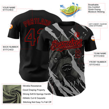 Load image into Gallery viewer, Custom Black Red 3D Pattern Design Animal Pitbull Dog Authentic Baseball Jersey