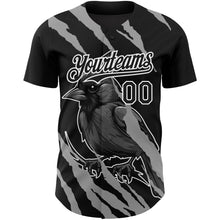 Load image into Gallery viewer, Custom Black White 3D Pattern Design Animal Cardinal Bird Authentic Baseball Jersey