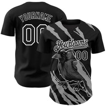 Load image into Gallery viewer, Custom Black White 3D Pattern Design Animal Cardinal Bird Authentic Baseball Jersey