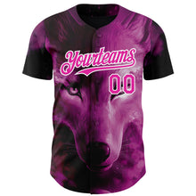 Загрузить изображение в средство просмотра галереи, Custom Pink White 3D Pattern Design Animal Wolf Authentic Baseball Jersey