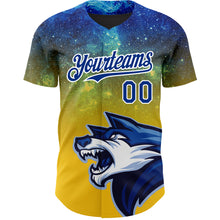 Load image into Gallery viewer, Custom Yellow Royal-White 3D Pattern Design Animal Wolf Authentic Baseball Jersey
