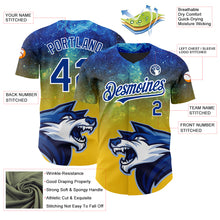 Load image into Gallery viewer, Custom Yellow Royal-White 3D Pattern Design Animal Wolf Authentic Baseball Jersey
