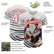 Load image into Gallery viewer, Custom White Red 3D Pattern Design Animal Wolf Authentic Baseball Jersey