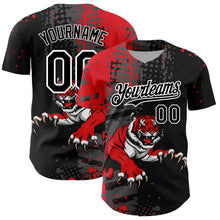 Load image into Gallery viewer, Custom Black Red-White 3D Pattern Design Animal Tiger Authentic Baseball Jersey